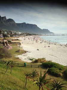 Camps Bay Beach with the Twelve Apostles in the background