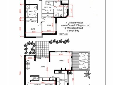 4 Dunkeld Village, a 3 bedroom townhouse to rent in Camps Bay. Floor plan
